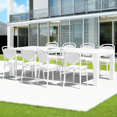 01 Vegas 8 Seater Dining Set With Marcel Chairs White
