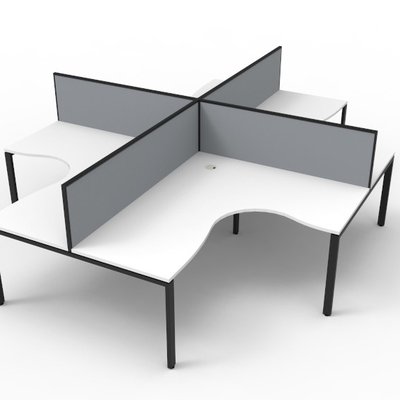 Deluxe Profile 4 Person Corner Workstation 1818 with Screens
