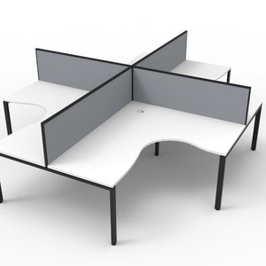 Deluxe Profile 4 Person Corner Workstation 1515 with Screens