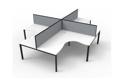 Deluxe Profile 4 Person Corner Workstation 1815 with Screens