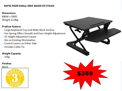 Rapid Riser Sit Stand Desk Mounted