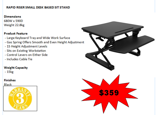 Rapid Riser Sit Stand Desk Mounted