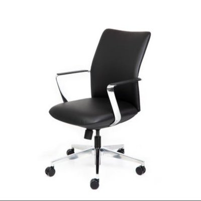 Director Mid Back Black Leather